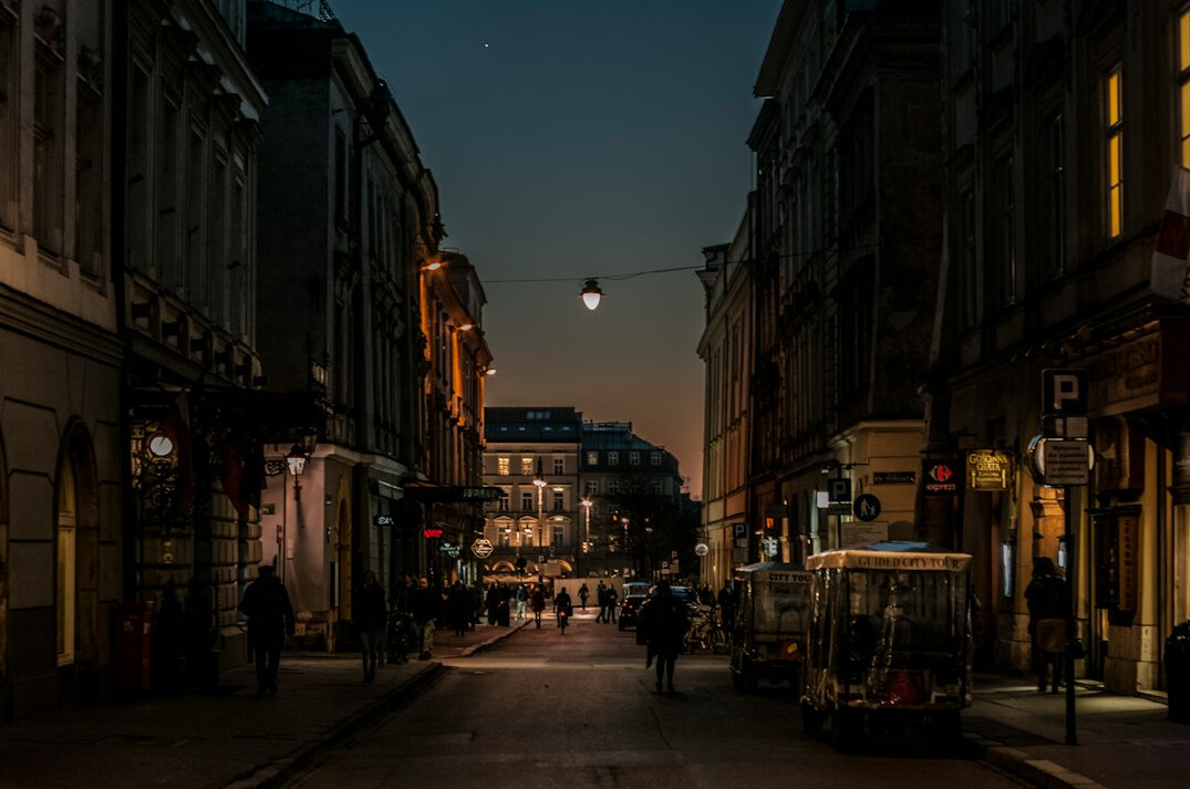 small town street at night