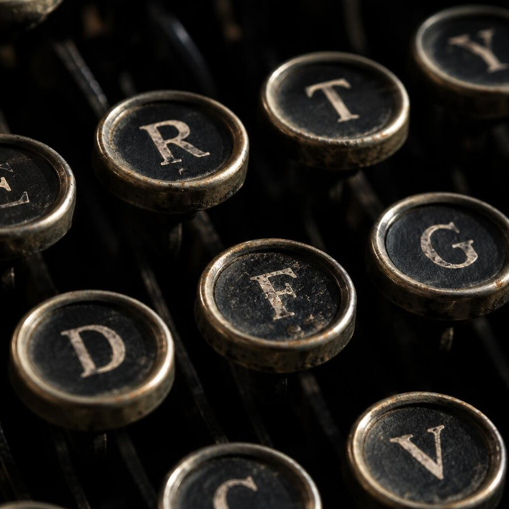 Close up of vintage typewriter keys